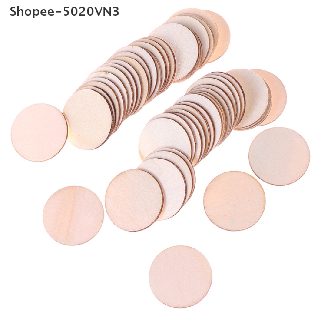 Bộ 50 miếng gỗ tròn tự nhiên chưa hoàn thành làm đồ thủ công