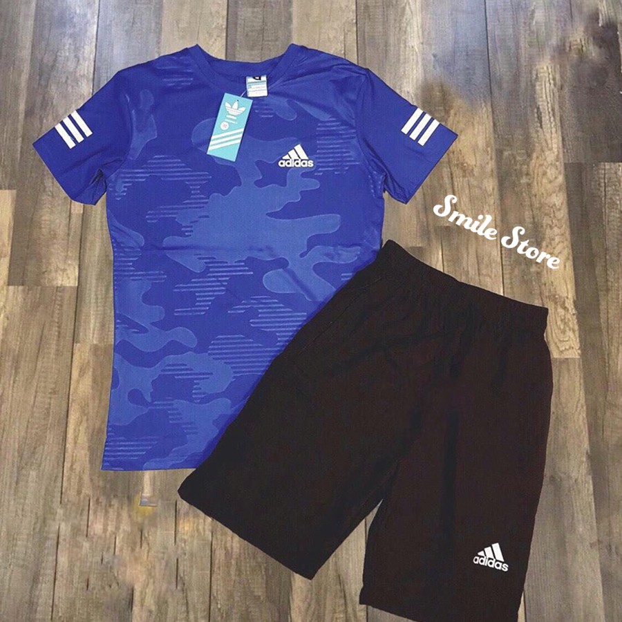 Set Thể Thao Bộ Nam, Vải Thun Lạnh Co Giãn, Quần Túi Kéo Khóa