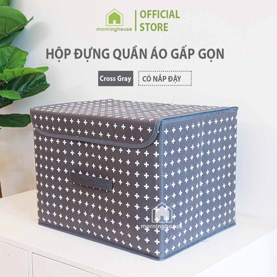 [Mã LIFEBKM1 giảm 10% tối đa 1 triệu đơn từ 500k] BIG SIZE - HỘP ĐỰNG QUẦN ÁO CÓ NẮP MORNING HOUSE- MÀU XÁM HOẠ TIẾT