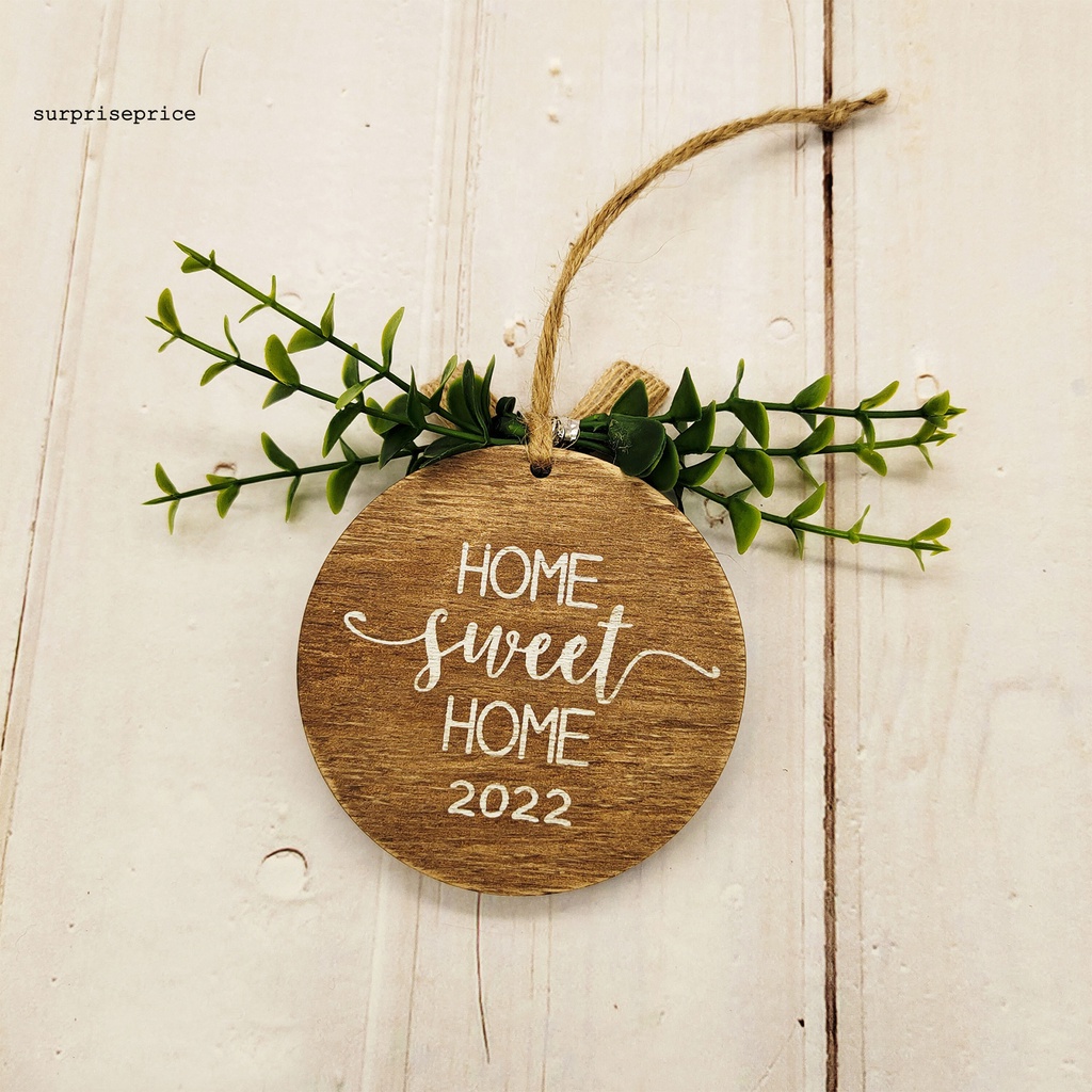 Bảng hiệu chào mừng bằng gỗ tròn với lá giả trang trí nhà ở Vintage