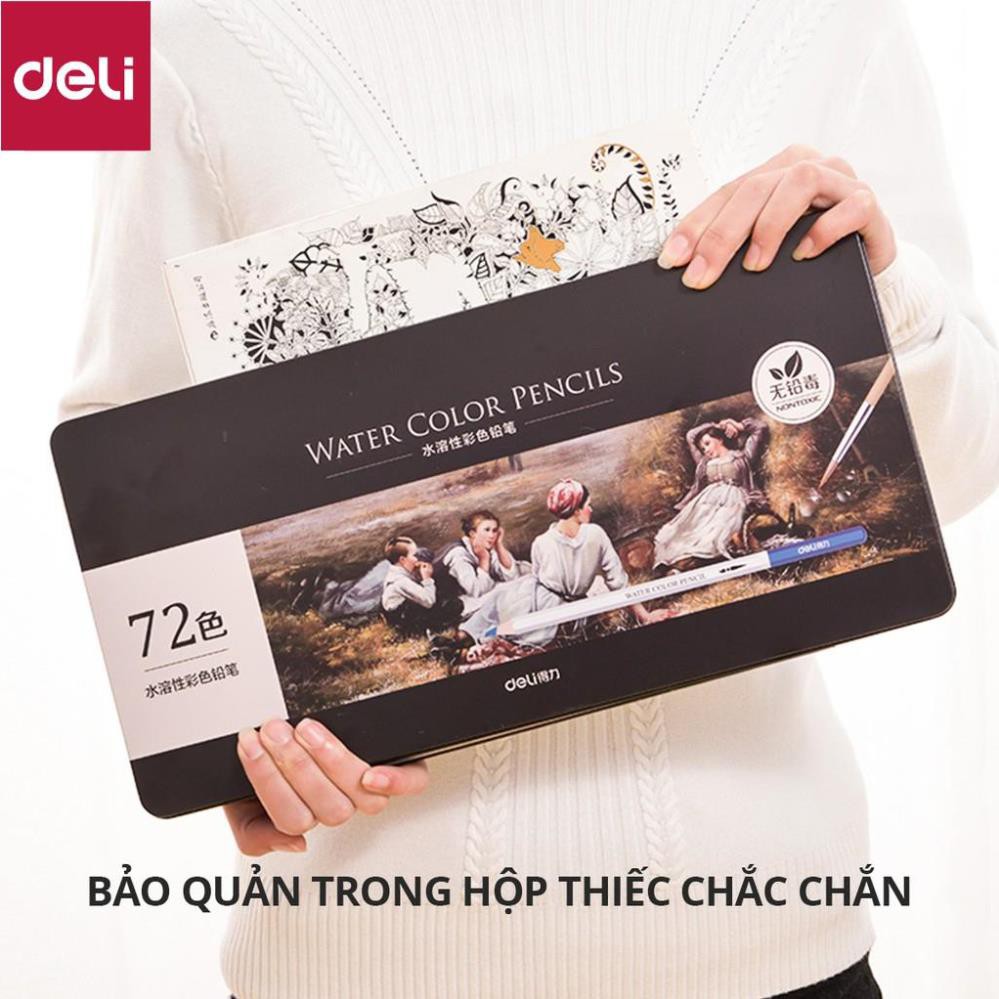 Bút chì màu nước cao cấp Deli - Có kèm cọ tán - Bộ 24/36/48 màu - 6521/6522/6523/6524 [Deli]