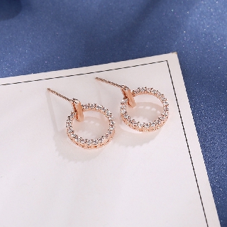 Bông tai tròn nhỏ đính đá