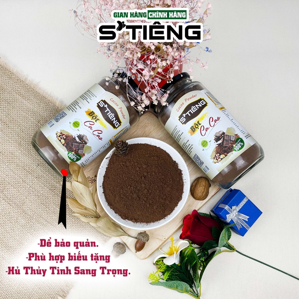 450Gr Bột CACAO Nguyên Chất Giảm Cân Cao Cấp STIENG Hủ Thủy Tinh