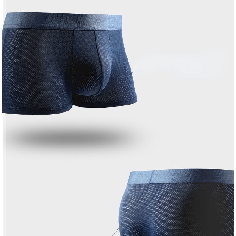 Quần Lót Boxer Vải Lụa Lạnh Mỏng Phối Lưới Thoáng Khí Kháng Khuẩn Thời Trang Mùa Hè Dành Cho Nam 510