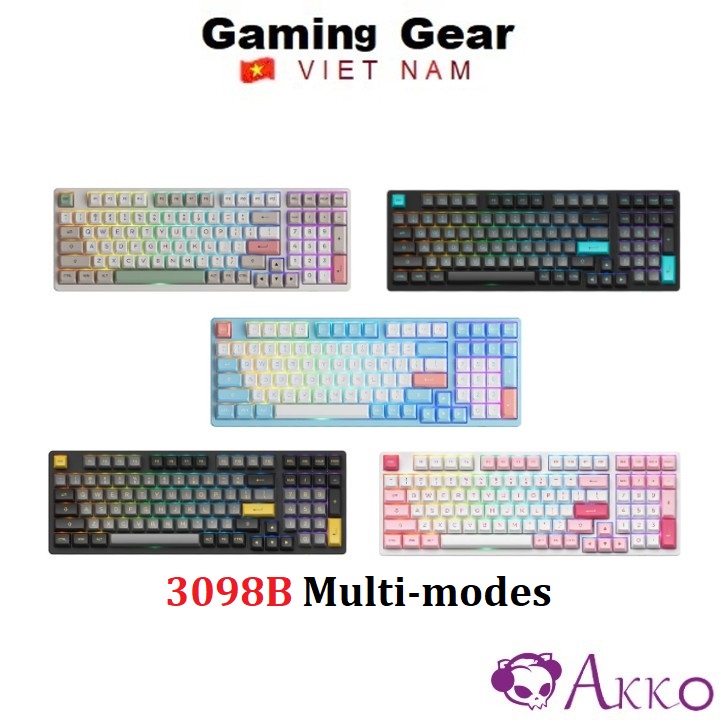 Bàn phím cơ AKKO 3098B Multi-modes ( Hotswap / Led RGB /Bluetooth 5.0 / Wireless 2.4Ghz / Foam tiêu âm / Pre-lube)