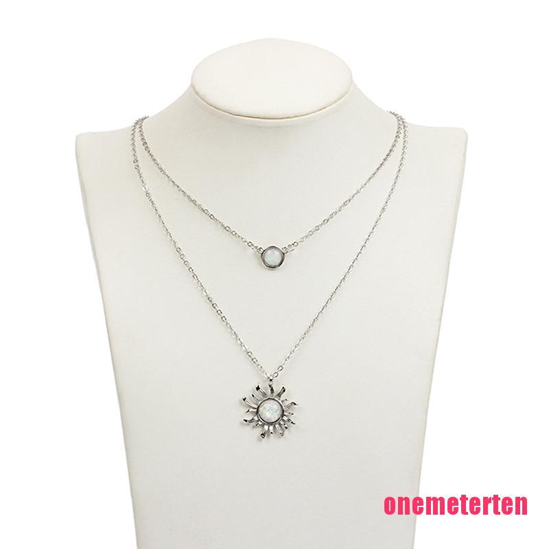 Bohemian Multilayer Choker Gold Sun Flower Pendant Necklace For Women Jew