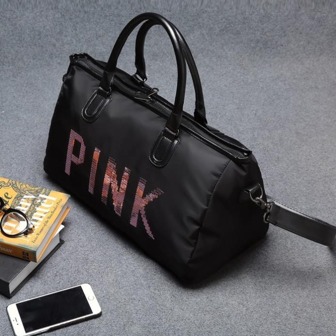 Túi du lịch pink cao cấp 2 màu hồng đen