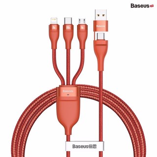 Cáp sạc nhanh 3 đầu Baseus Flash Series 3in1 Plus (USB+ Type C to Micro+Lightning + Type C, 100W Quick Charge and Data)