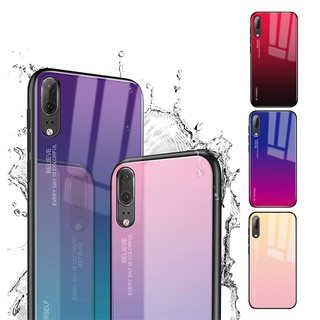 Ốp lưng cường lực phối 2 màu cá tính cho Huawei P20 Pro Mate10 Lite Nova 3i 3E 2i