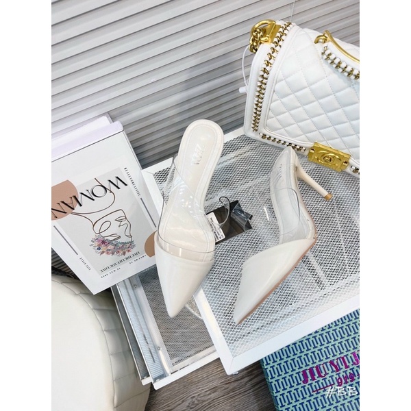 Giaỳ Guốc Zara Quai Trong trắng Gót nhọn 7p Mềm Êm Fullbox Hãng Cao Cấp.