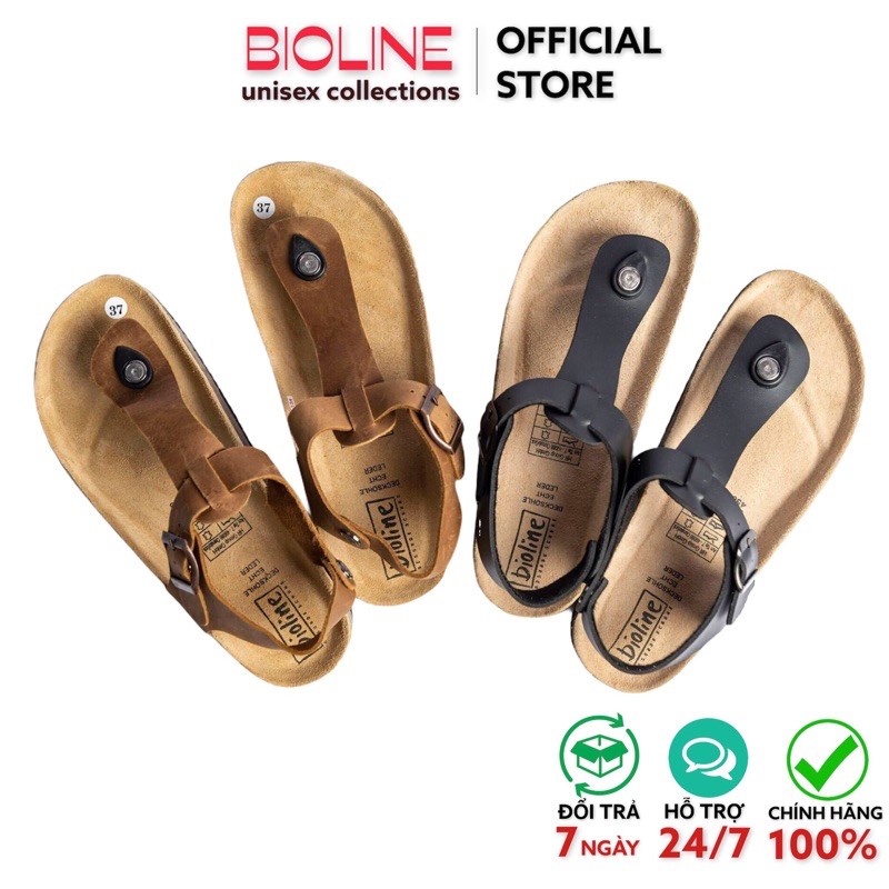 [DÉP DA BÒ] Dép đế trấu Birken Bioline da bò thật unisex mã B10 - Bioline official