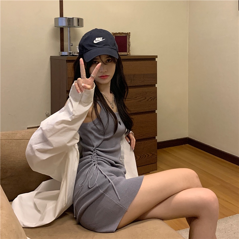 Đầm hai dây ZHELIHANGFEI phối ren xinh xắn thời trang cho nữ