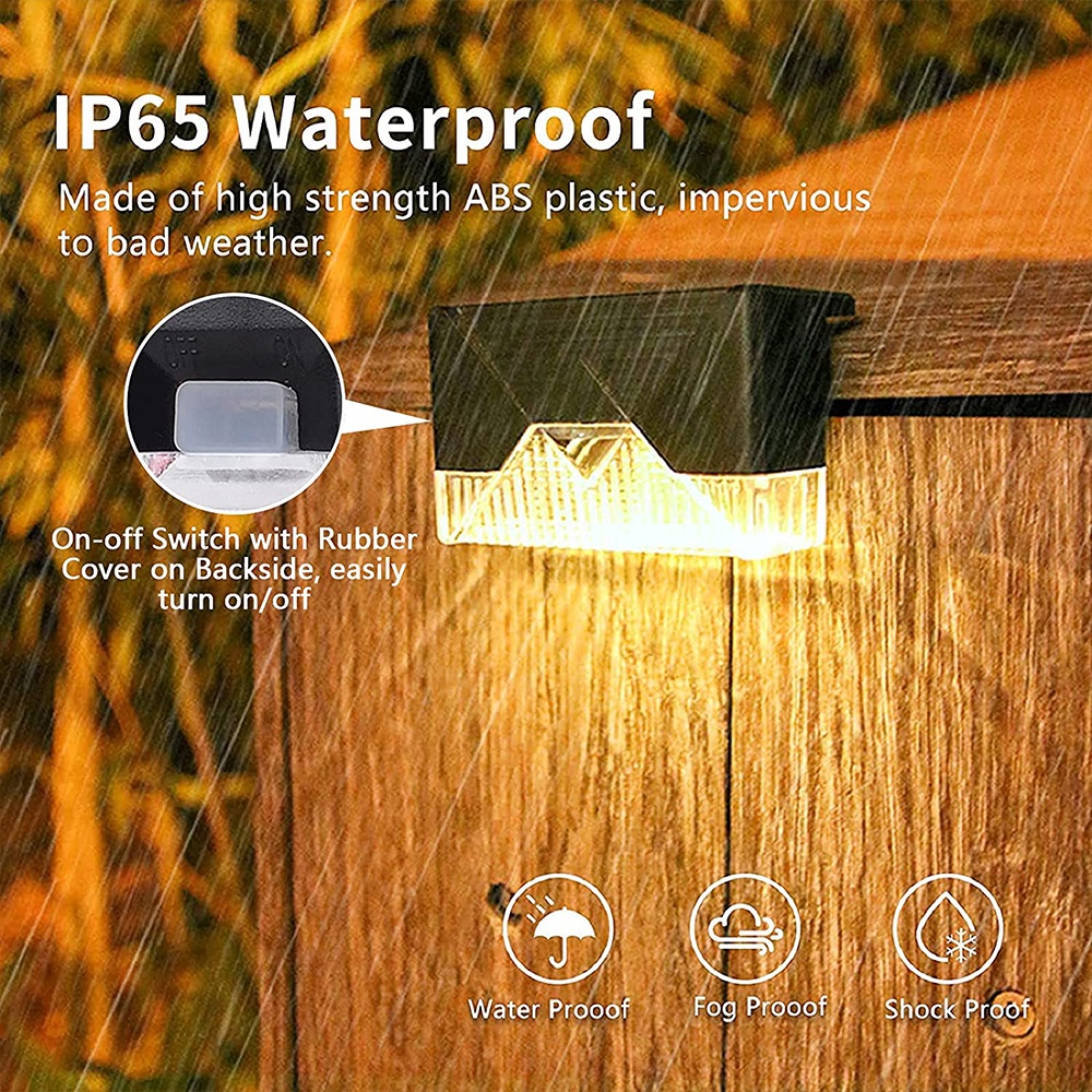 Bộ 4 Đèn LED IP65 Chống Nước Chạy Bằng Năng Lượng Mặt Trời