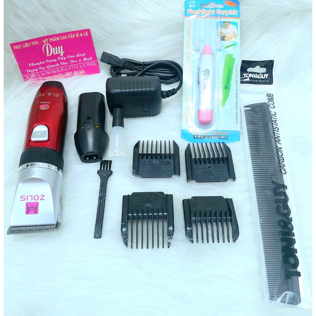 Tông Đơ Cắt Tóc Chuyên Nghiệp Không Dây Hàng Chuẩn Loại 1 ZOLIS ZLS - T01 + Tặng Kèm Lược Cắt Tóc & Set Móc Tai Có Đèn