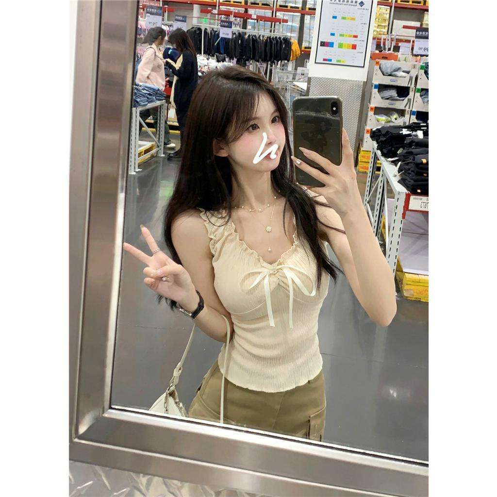 Xiaozhainv Áo Tank Top Hai Dây Thắt Nơ Phong Cách Hàn Quốc Thời Trang Mùa Hè Cho Nữ