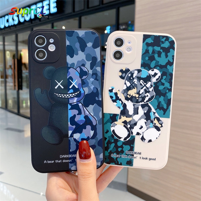 Ốp Điện Thoại Mềm Chống Sốc In Hình Gấu Sáng Tạo Cho iPhone 12 11Pro X XS Max XR 7 8 Plus