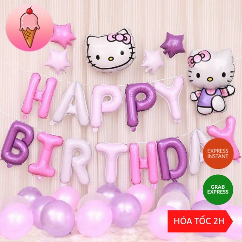 Bóng Bay Hình Kitty Dễ Thương Đáng Yêu Trang Trí Sinh Nhật Cho Bé - Kem Shop K138