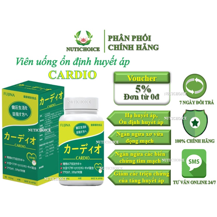 Viên uống ổn định huyết áp Fujina Cardio Nhật Bản