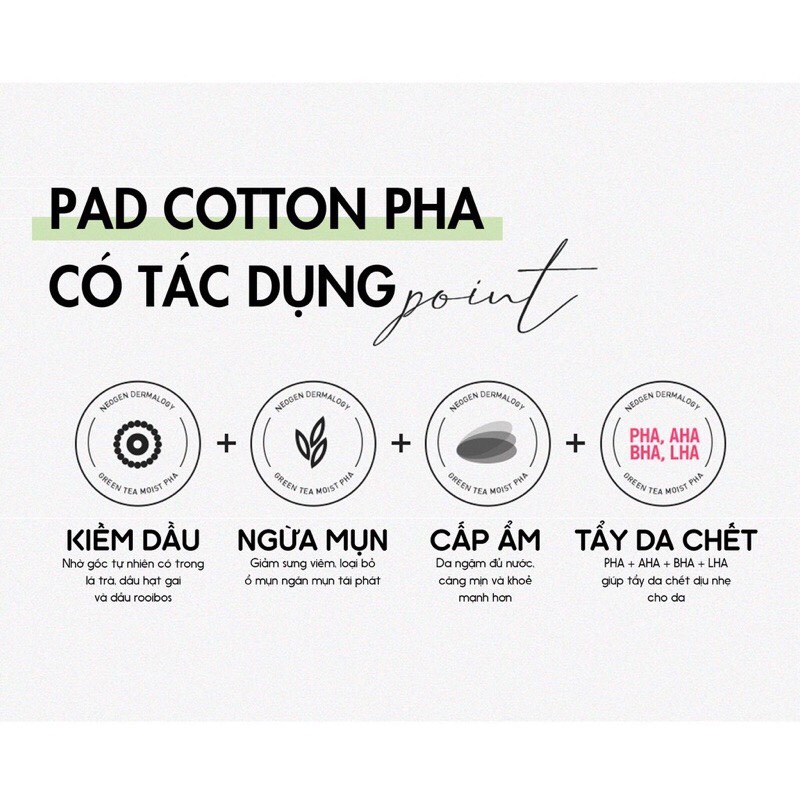 Pad Tẩy Da Chết Neogen Dermalogy Trà Xanh PHA 30 Miếng Green Tea Moist Pha Gauze Peeling 190ml (30 Pads)