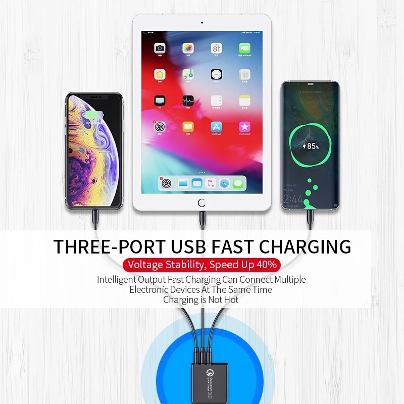 1 bộ sạc nhanh USB 3.0 cho iPhone 12 pro 11 Xiaomi Samsung Huawei / 5V 3A
