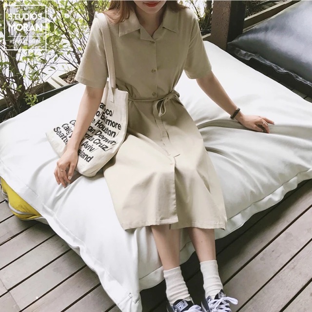 Váy sơ mi buộc eo order