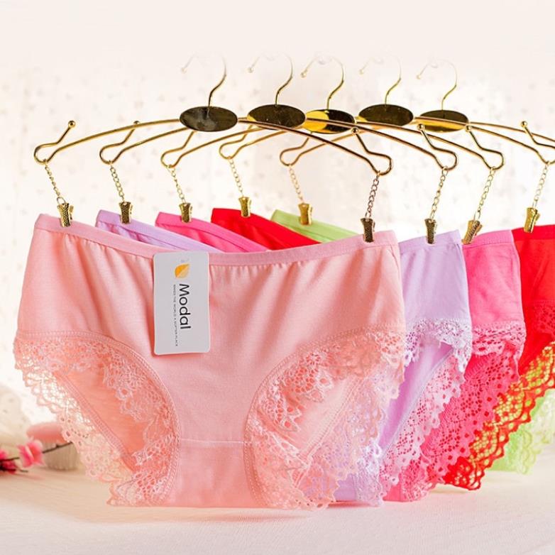 [Giá sỉ] Quần Lót Modal Cotton Viền Ren Mềm Mịn