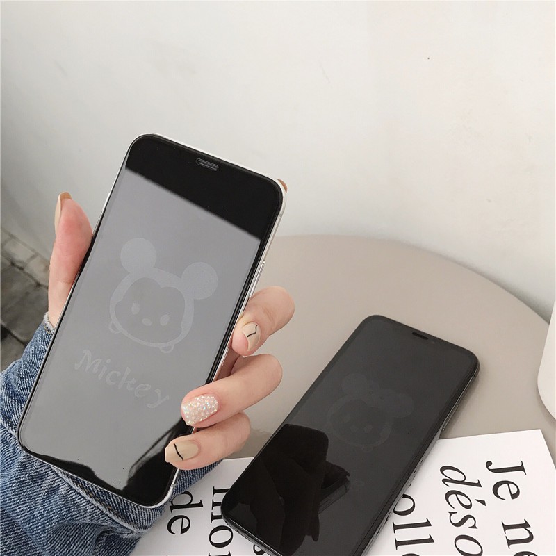 Kính Cường Lực Bảo Vệ Màn Hình Họa Tiết Mickey Và Minnie Dành Cho Iphone 11 12 Pro Max