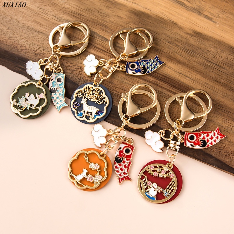 Móc Khóa Kim Loại Hình Chú Thỏ Và Bông Hoa Dễ Thương