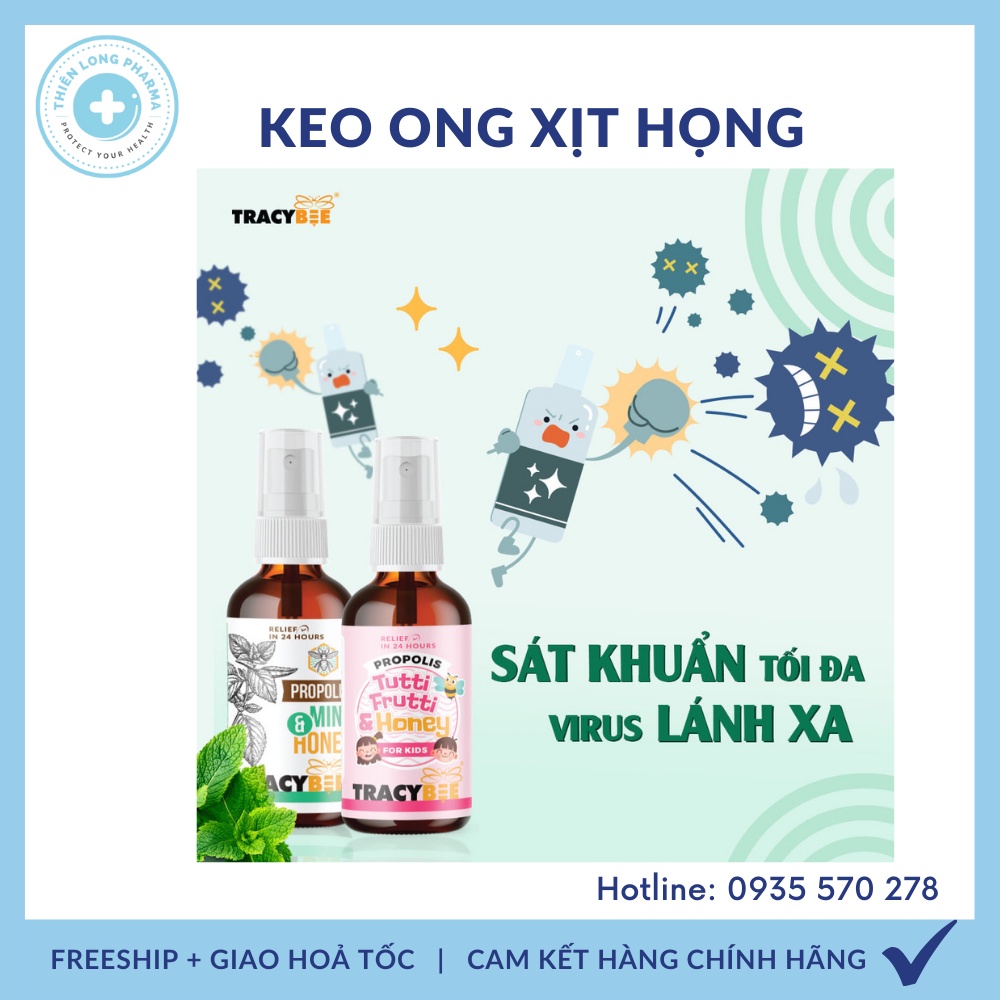 Keo ong xanh xịt họng tracybee nhập khẩu trừ brazil giành cho người lớn