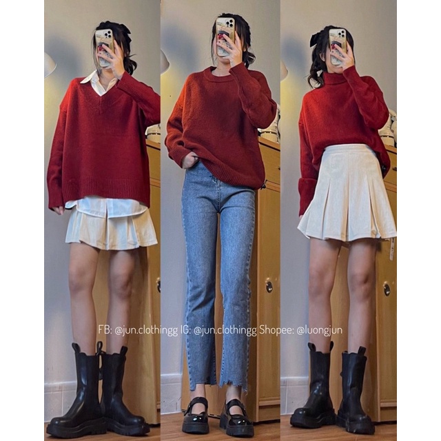Áo len lông thỏ đỏ Tết  - ảnh chụp thật JUN.CLOTHINGG