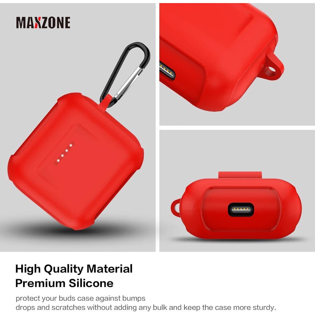 Vỏ bảo vệ hộp sạc tai nghe không dây bằng silicon chống sốc chống mất có móc khóa cho Skullcandy EVO