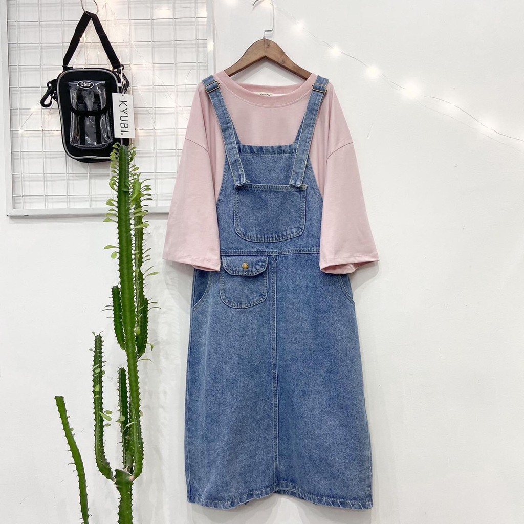 Yếm váy jean JL JohnsonLi form dài có nắp  – yếm bò ulzzang phong cách hàn quốc, LB15 | BigBuy360 - bigbuy360.vn