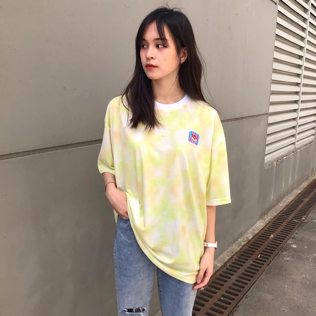 Thelstudios - Áo Thun Unisex Họa Tiết Tie Dye Loang Màu Thêu Foxie