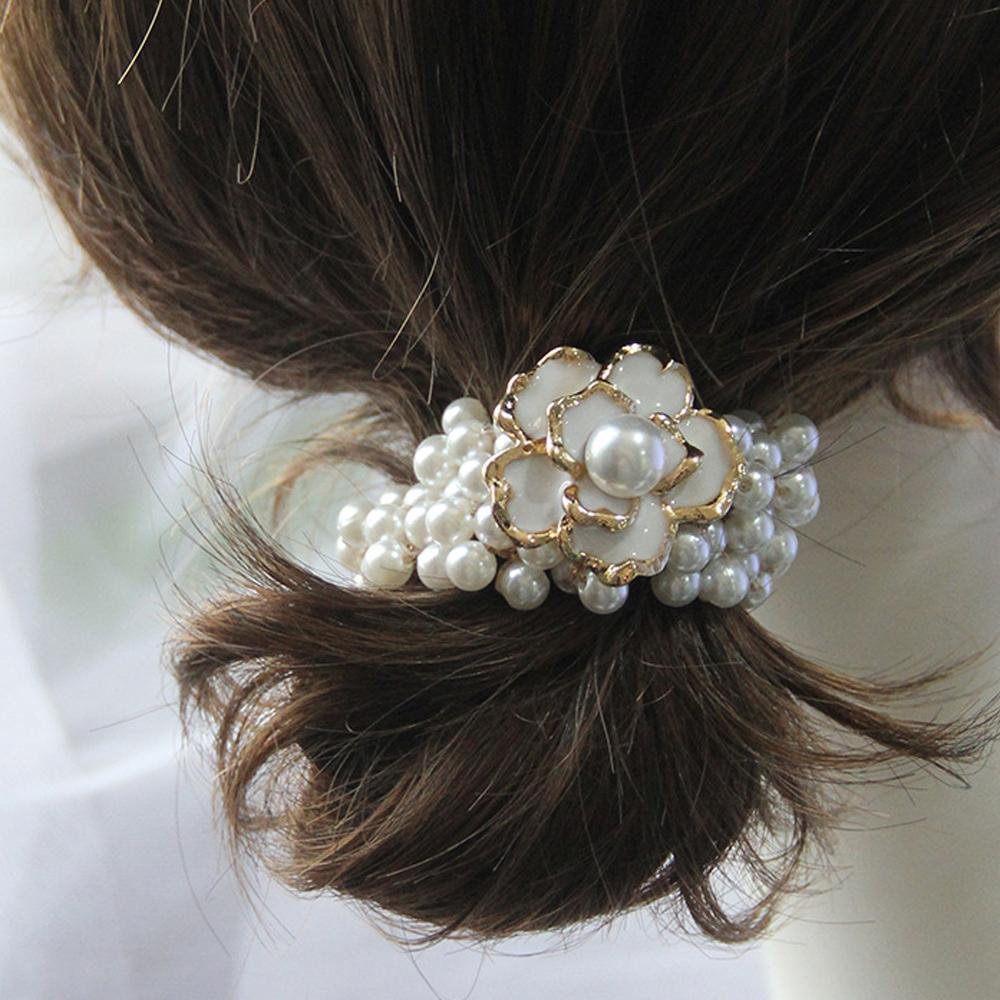 Dây Buộc Tóc Cao Su Co Giãn Đính Hoa Lấp Lánh Thời Trang Cho Nữ