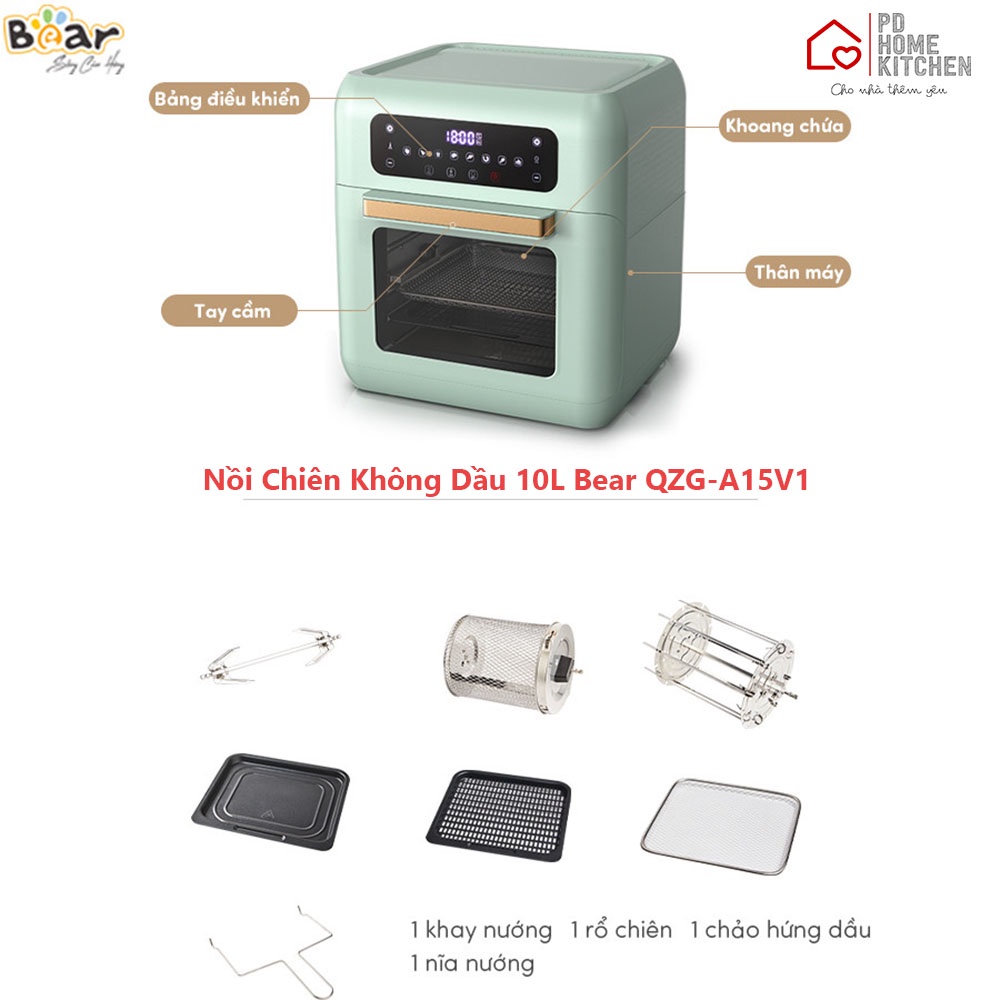 [BH CHÍNH HÃNG 12T] Nồi Chiên Không Dầu &amp; Lò Nướng Không Khí - Hơi Nước BEAR, healthy, nướng quay chiên rán sấy thức ăn