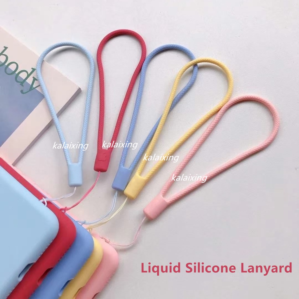 Dây đeo xỏ tay móc điện thoại bằng silicon màu trơn 20 màu pastel tùy chọn