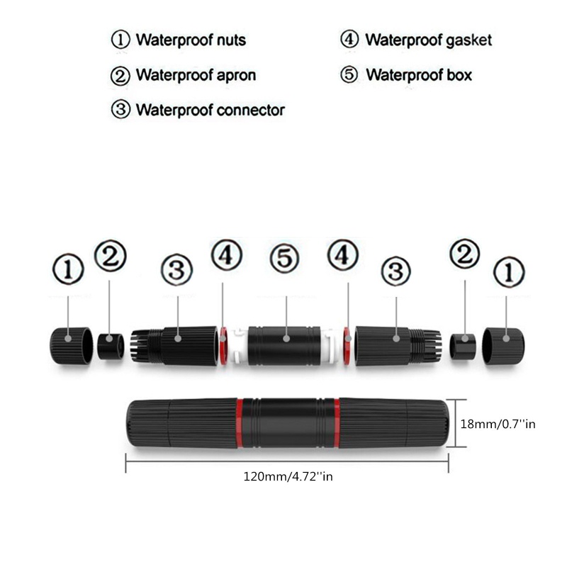 Đầu Nối Dây Cáp Mạng LAN RJ45 IP67 Chống Thấm Nước