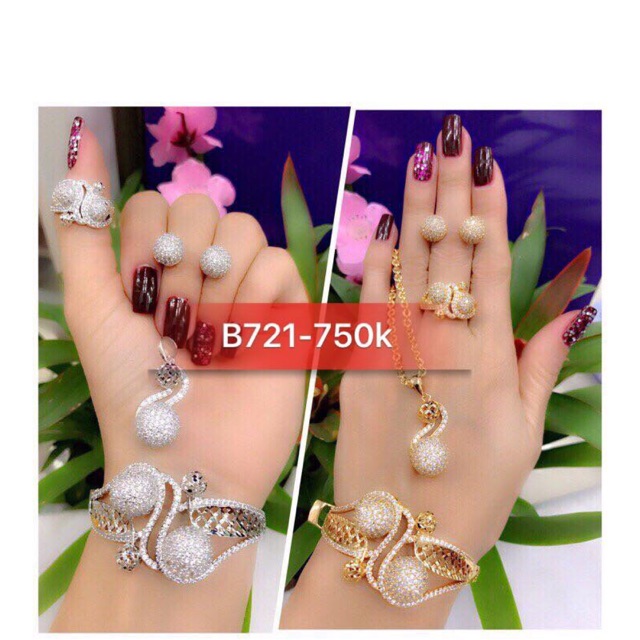 Bộ trang sức xi vàng và bạch kim cao cấp B721