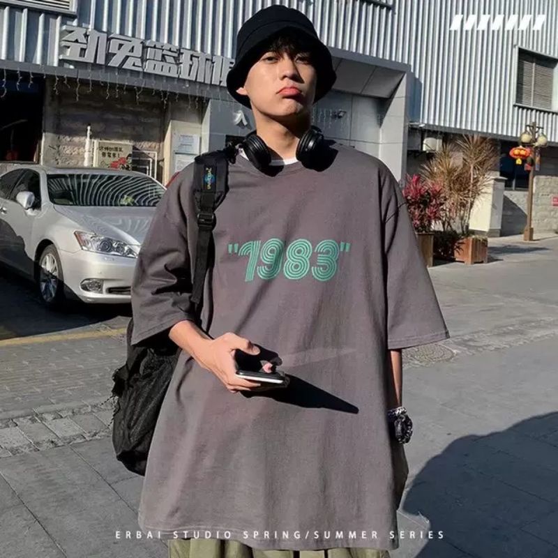 Áo thun tay lỡ nam nữ, áo phông unisex form rộng chất cotton mát mịn thấm hút mồ hôi in hình SIÊU CHẤT 1983