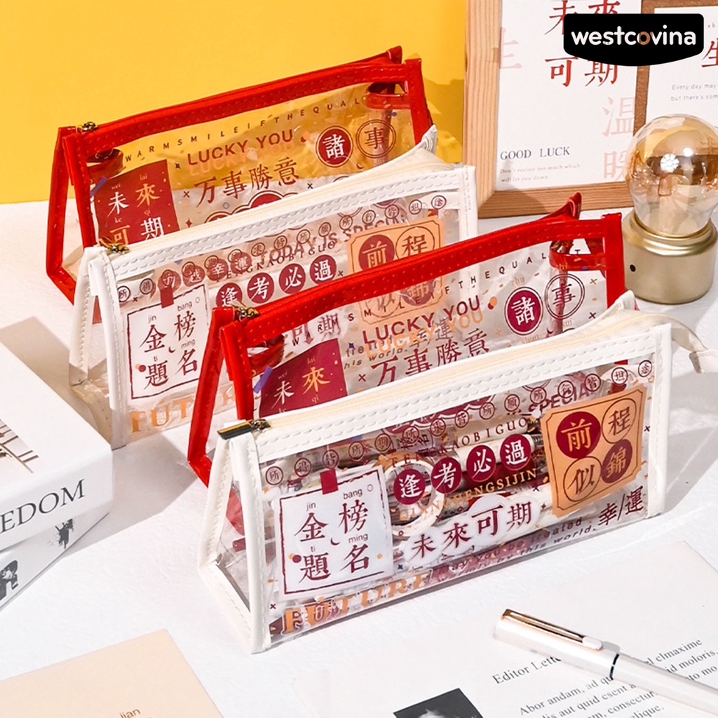 [Hot]✍Túi Đựng Bút PVC Phong Cách Năm Mới Trung Hoa Dễ Thương Cho Học Sinh