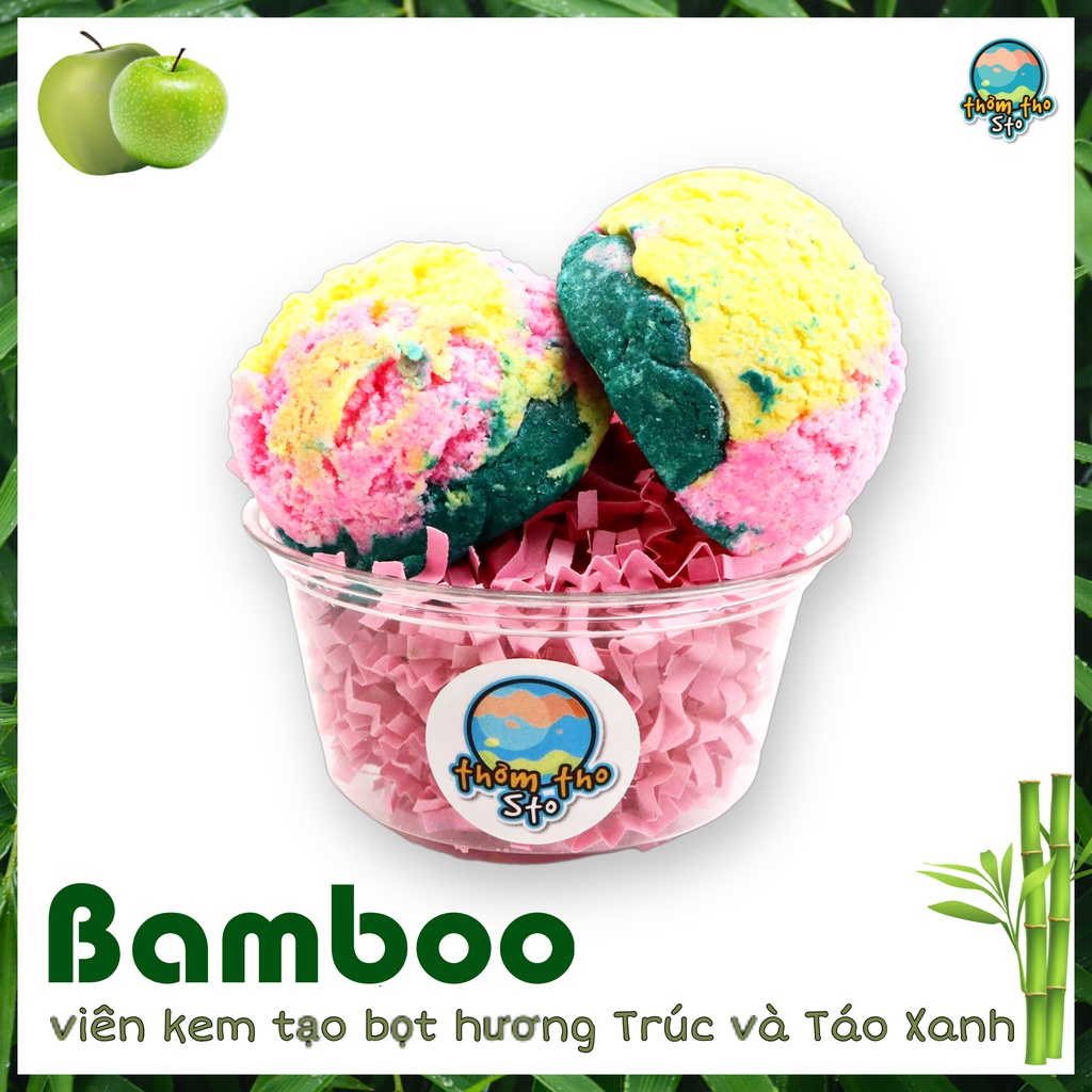 Viên kem tạo bọt bồn tắm bồng bềnh hương Trúc và Táo Xanh nhiều bọt mềm da, bubble scoop, 80, 160, 240 gram