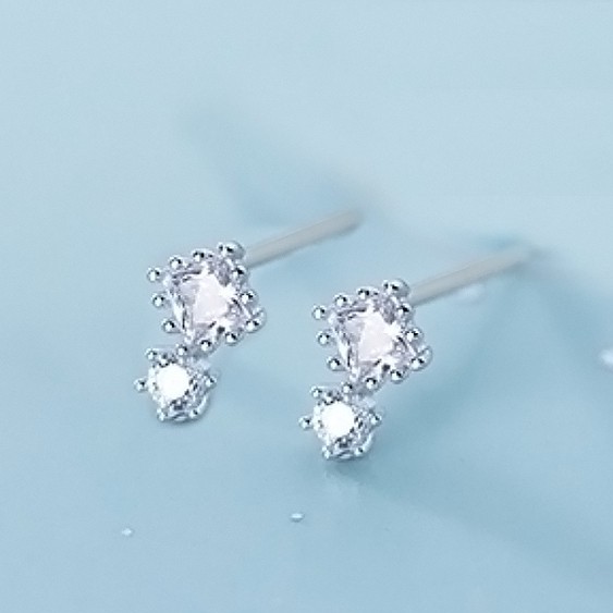 Khuyên Tai Bạc Nữ Đính Đá Bằng Bạc Thật ITALY S925 cao cấp B2496 Bảo Ngọc Jewelry