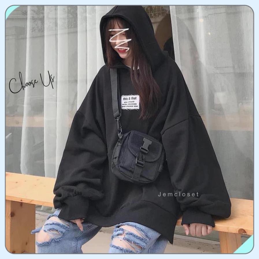 Áo Hoodie Nam Nữ Nỉ LOGO Màu Đen Basic Form Rộng Ullzang | BigBuy360 - bigbuy360.vn
