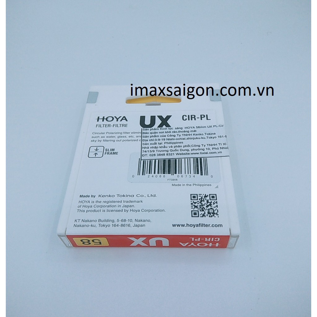 KÍNH LỌC HOYA UX CPL 58MM ( Chính hãng TIXIAI phân phối ) + Khăn lau len da cừu sịn