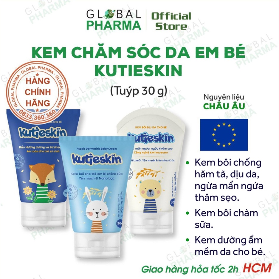 Kem Bôi Da Cho Bé KUTIESKIN Tuýp 30g - Giúp Giảm Mẩn Ngứa, Hăm Tã, Chàm