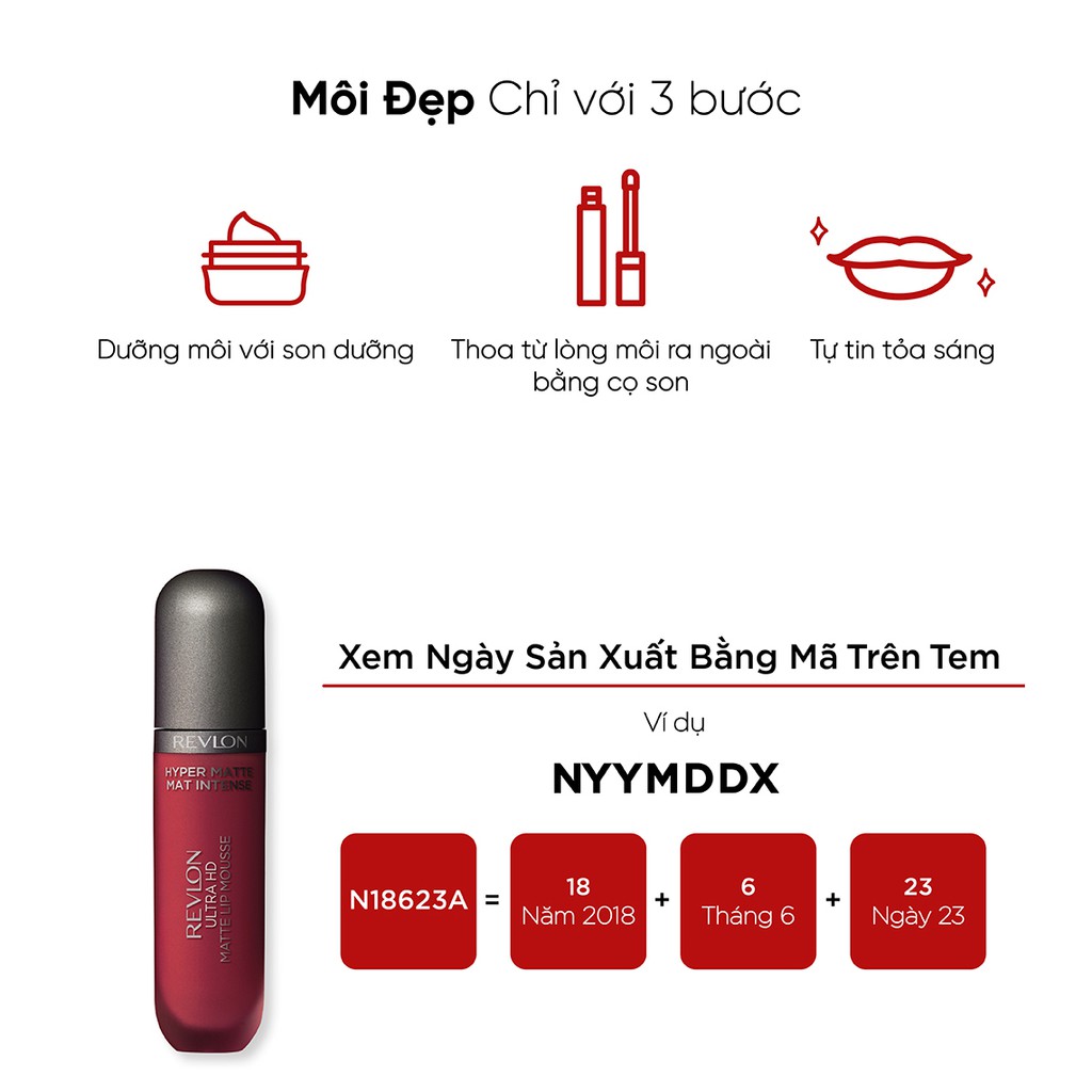 Son kem siêu lì Revlon Ultra HD Lip Mousse™ Hyper Matte 5.9ml (HSD dưới 8 tháng)