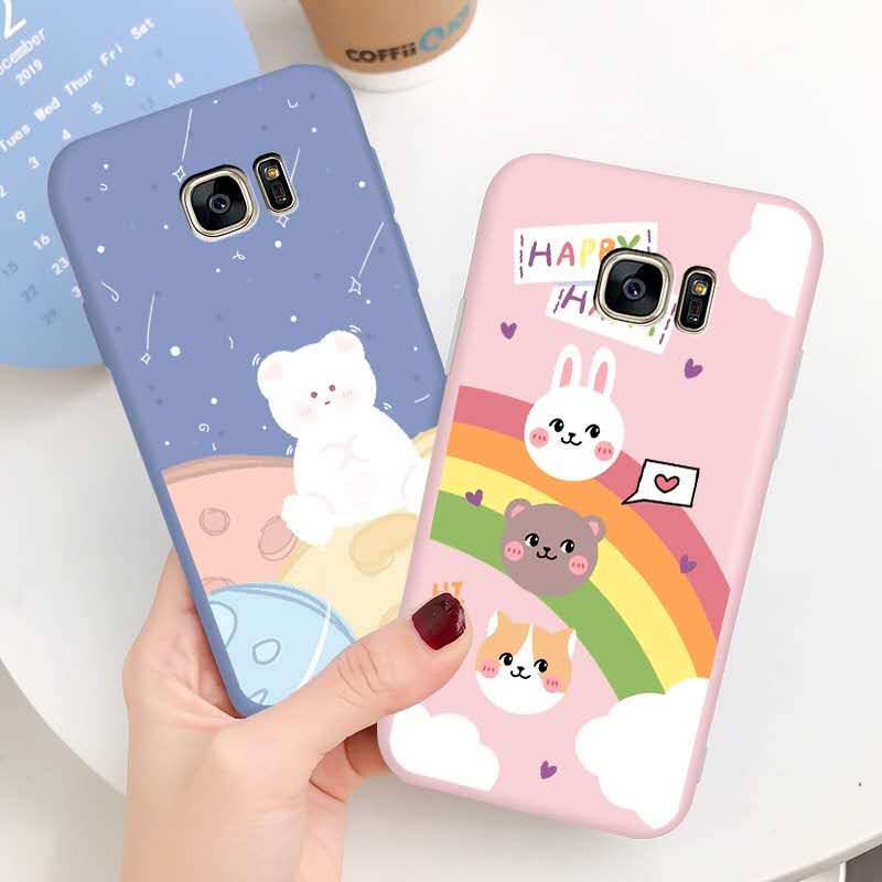 Ốp điện thoại silicon dẻo họa tiết hoạt hình dễ thương chống sốc cho Samsung Galaxy S7 Edge