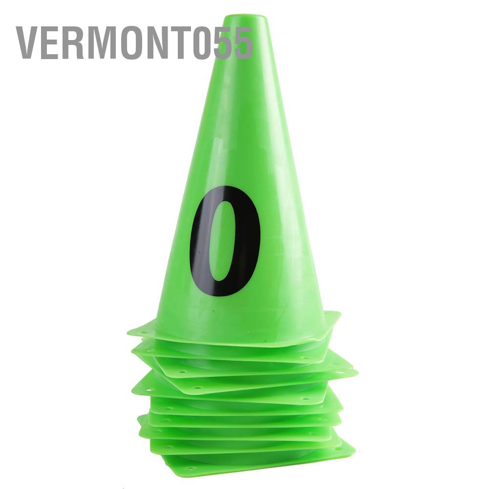 Có thể bán buôn 10pcs 23cm Green Soccer Training Cone Number 0-9 Football Barriers Marker Vermont055 Hàng giao ngay