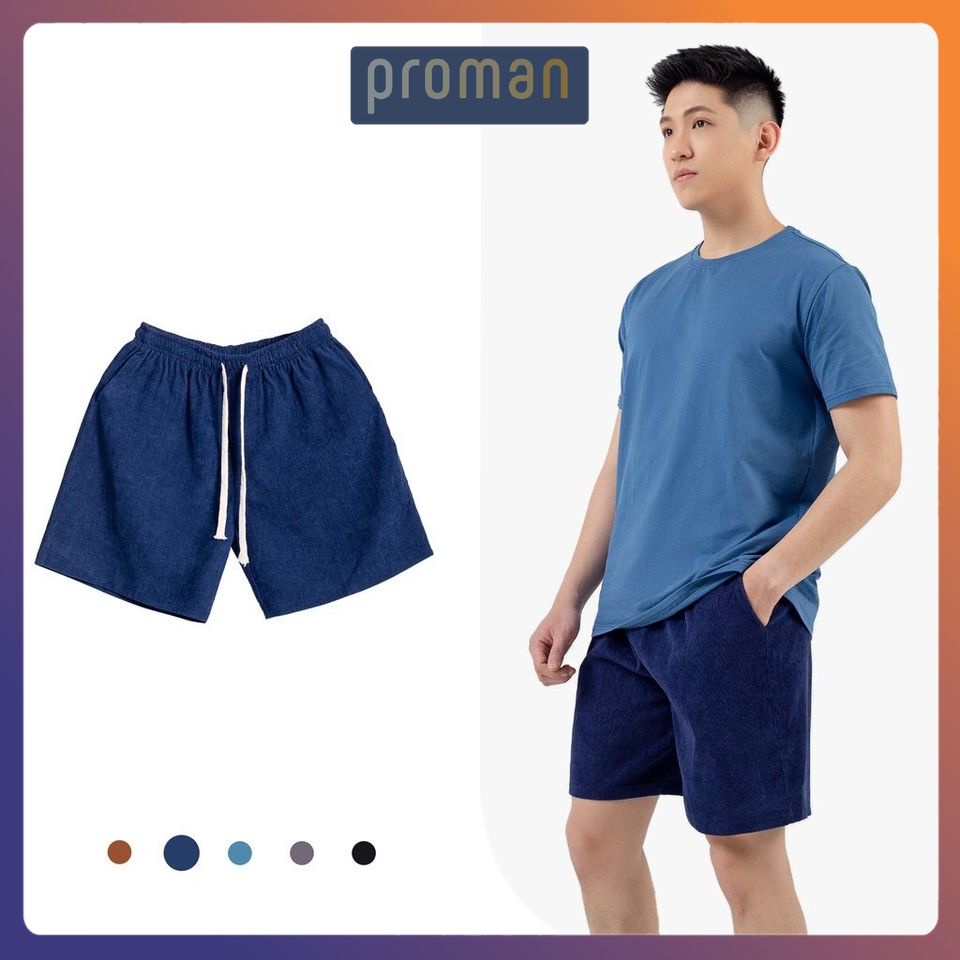 Quần đùi nam thể thao chất nhung co dãn cao cấp, quần short nam mặc nhà mềm mịn thấm hút mồ hôi QD06 - PROMAN