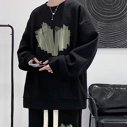 ZHELIHANGFEI Áo Thun Sweater Tay Dài Dáng Rộng In Chữ Preppy Dễ Thương